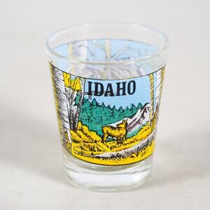 Idaho State Nature Scene Forest Tree Animal Deer Shot Glass Barware Drinking Cup
